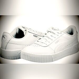 Puma Carina Leather Low - Top Sneakers Style # 374106-01 in White Color size 8.5